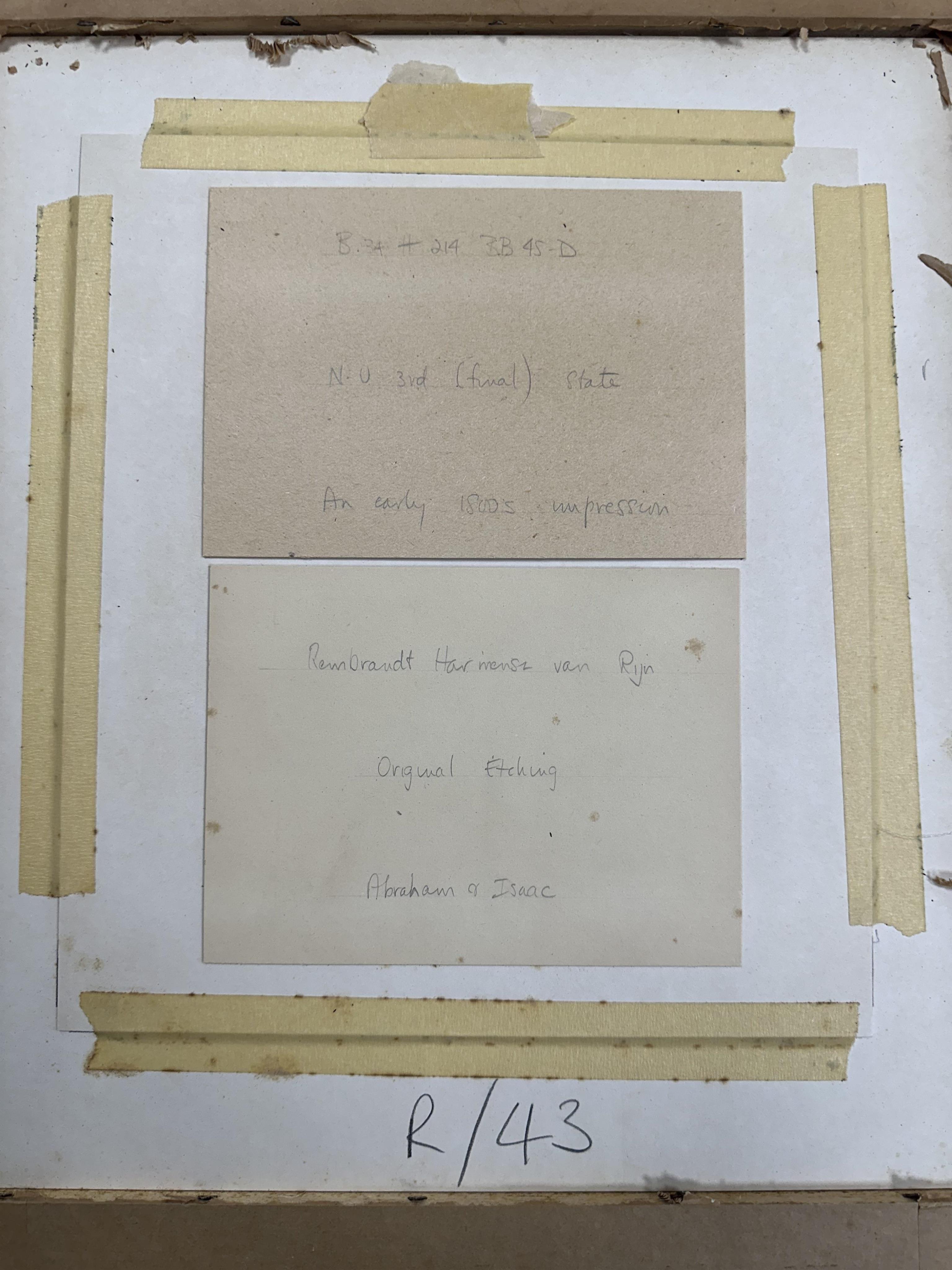 After Rembrandt van Rijn, Dutch 1606-1669, 'Abraham and Isaac'